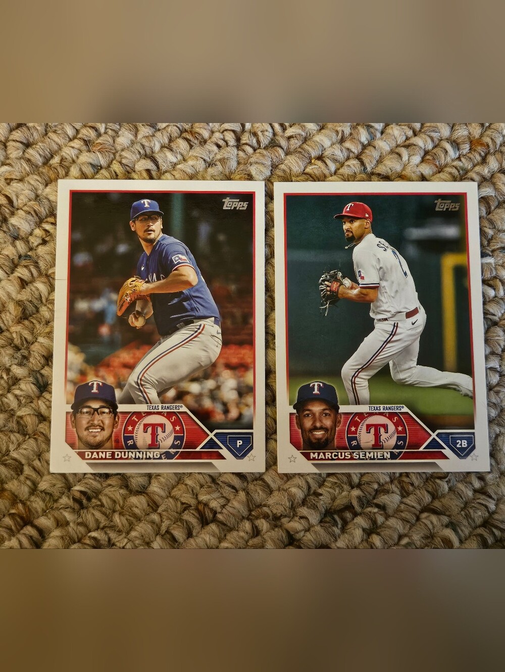 Topps Texas Rangers Dane Dunning And Marcus Semien Cards